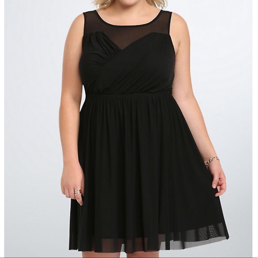 Torrid MESH FAUX SURPLICE SKATER DRESS